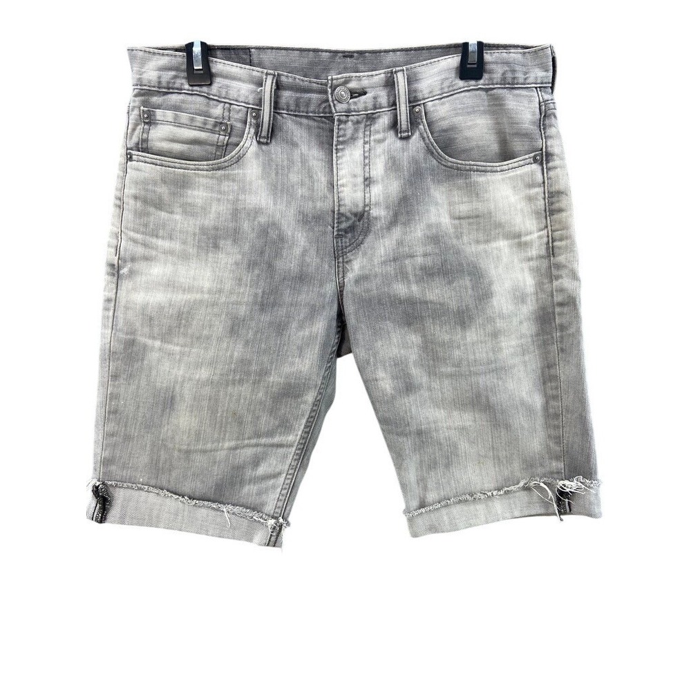 Levi's Denim Shorts Mens 32 511 Grey Raw Hem Frayed Distressed 5-Pocket Cutoffs